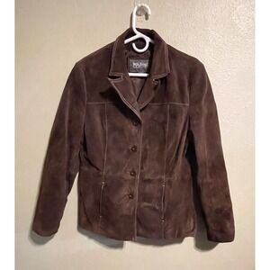 Wilson Leather Jacket Brown Suede Fitted Blazer Western Women's Size L